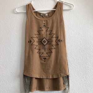 🌻 Poetry Tribal Faux Suede Fringe Tank